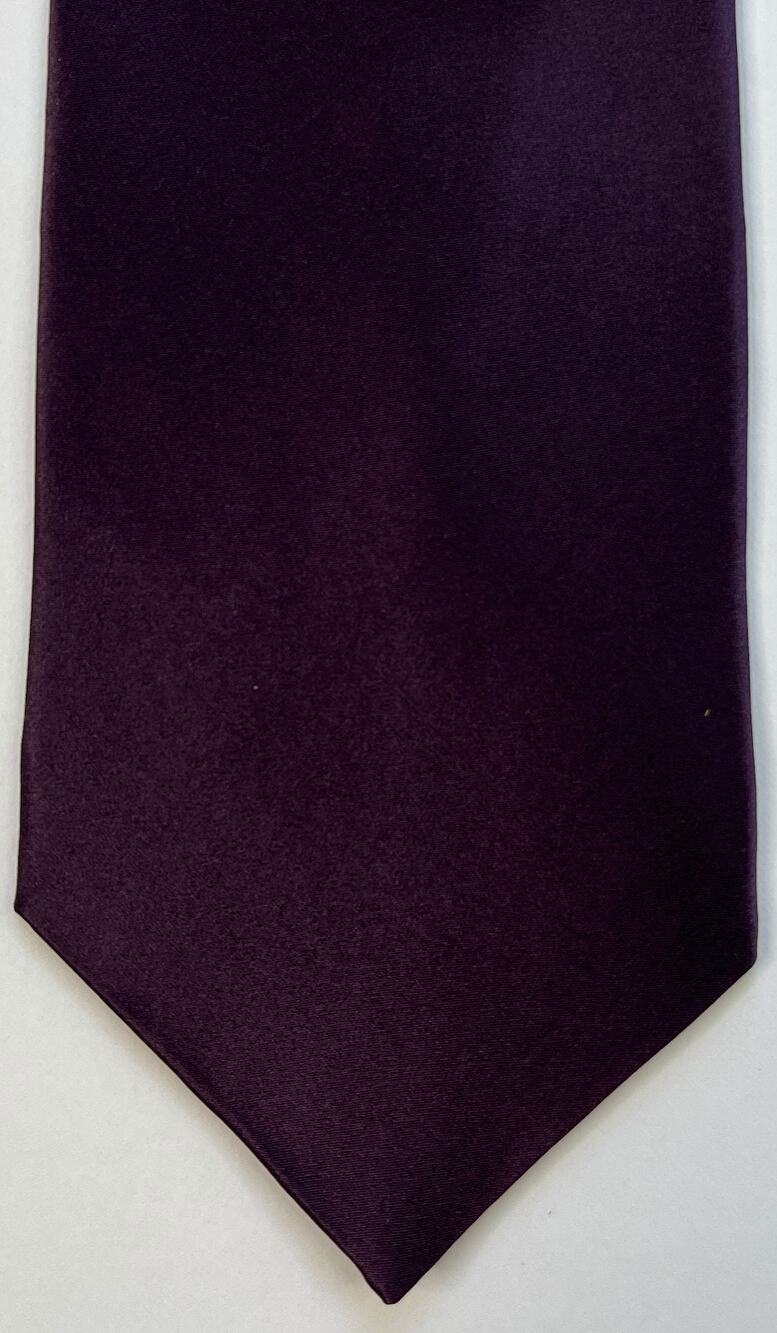 Machado George Machado Solid Dark Plum Silk Tie Satin Korea Classic 57 3.75